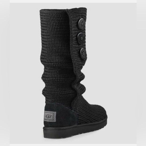 UGG Australia Black Classic Cardy Knit Boots - Size 9 - Picture 2 of 9
